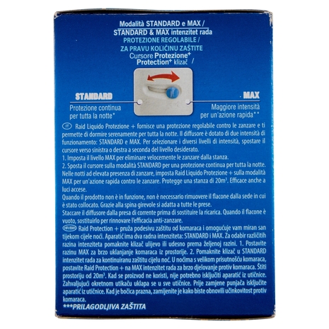 Raid Liquido Elettrico Protezione+ Antizanzare, Inodore, 60 Notti, 1 Diffusore e 1 Ricarica 36 ml
